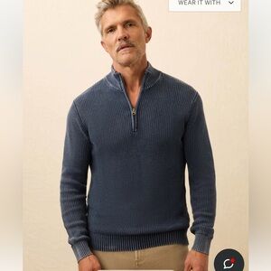 Faherty Sunwashed Quarter Zip Sweater Size M